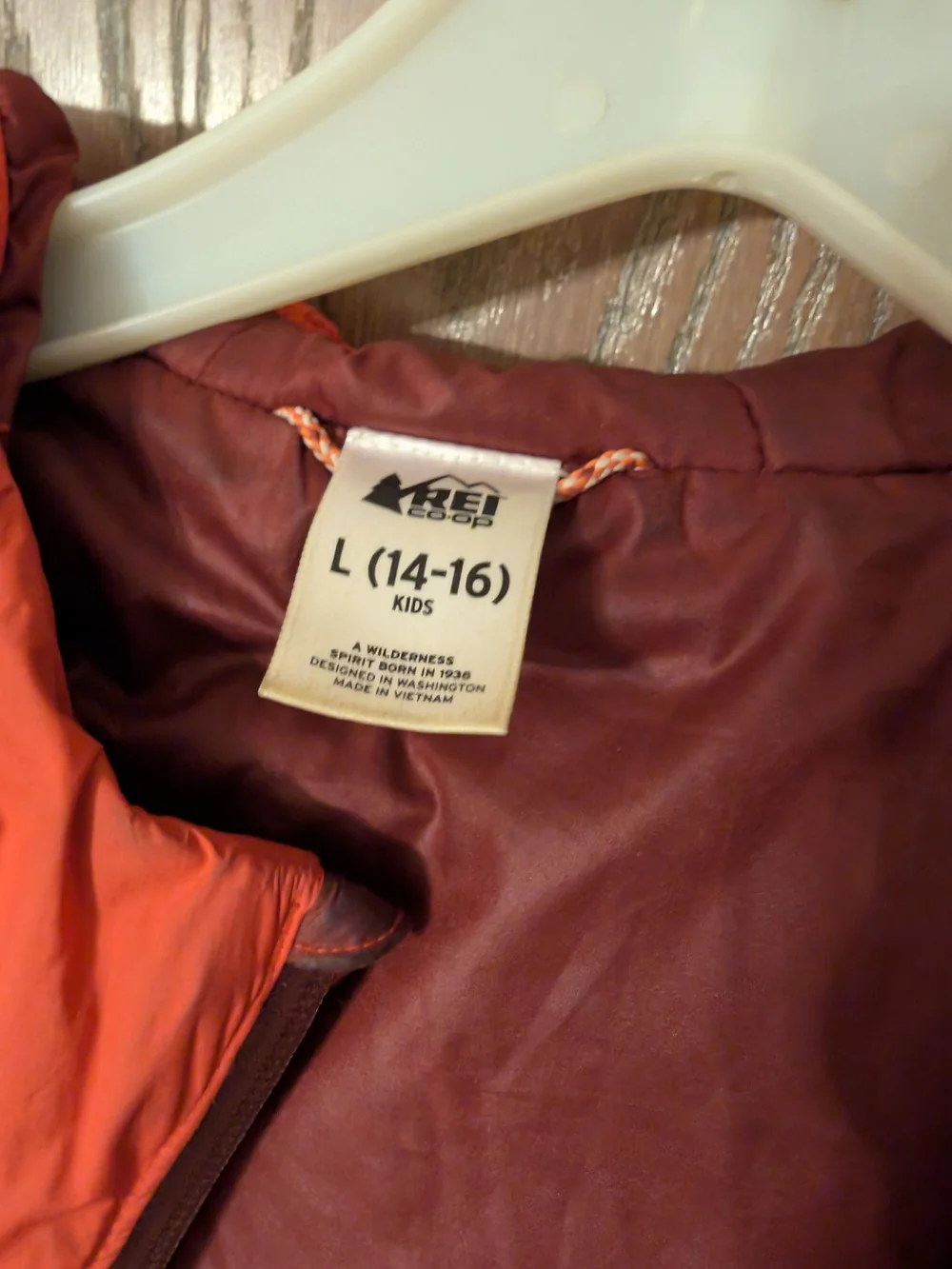 REI Orange Insulated Hooded Jacket